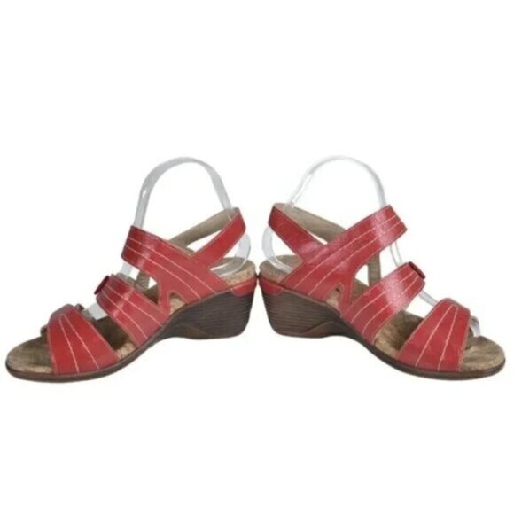 Romika Calgary 2 Wedge Sandal Red Adjustable Straps Size 38 US  7-7.5 - Picture 7 of 14